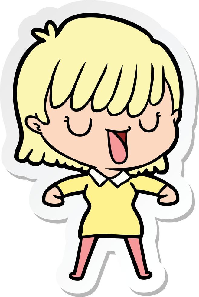 sticker of a cartoon woman vector