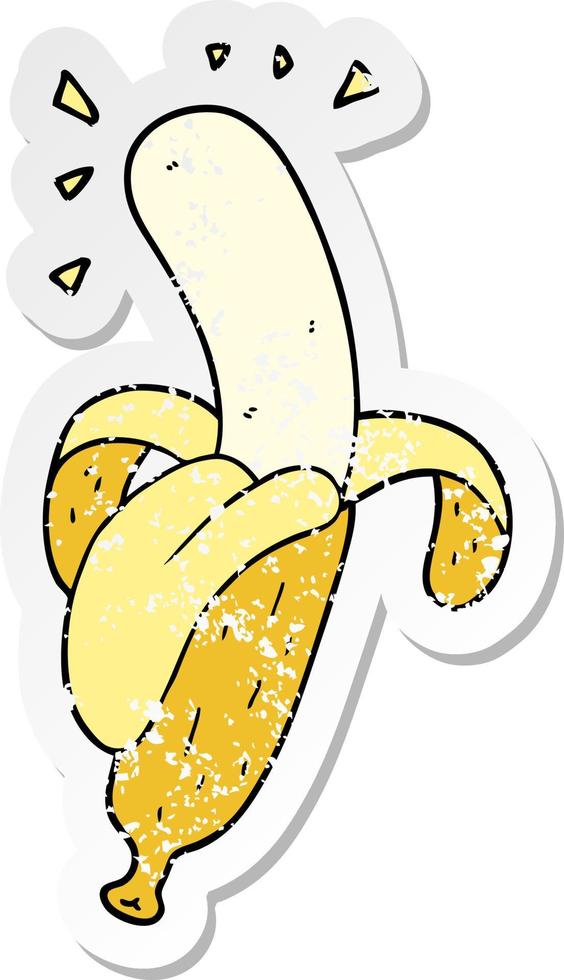 distressed sticker of a cartoon banana vector