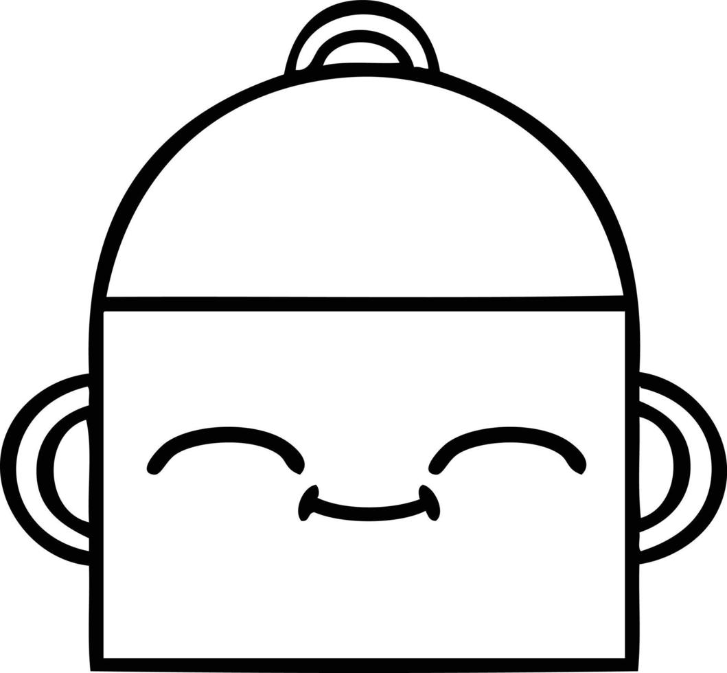 line drawing cartoon cooking pot vector
