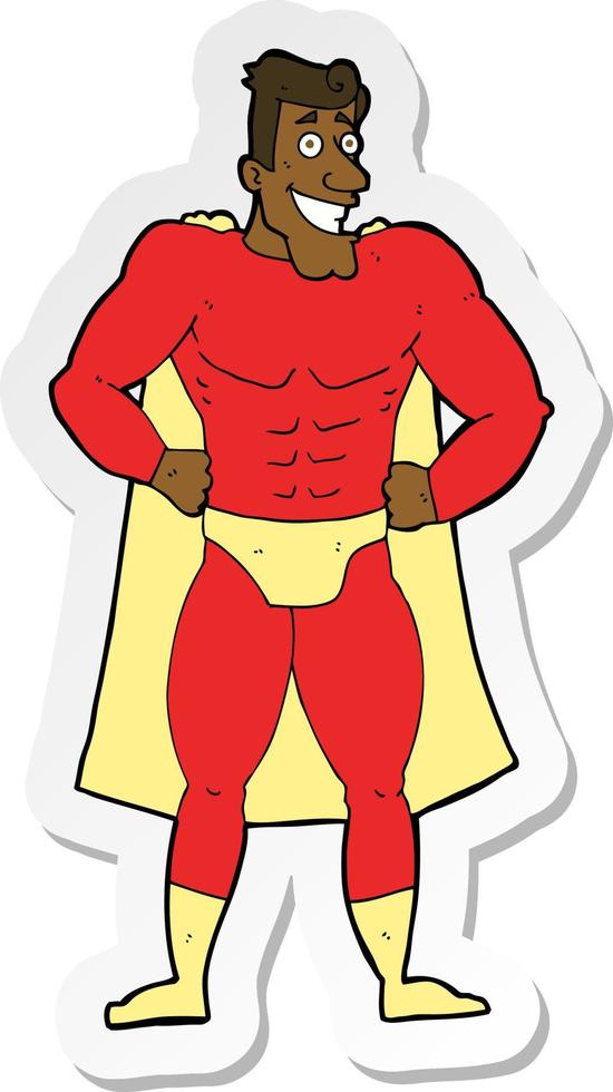 sticker of a cartoon superhero vector