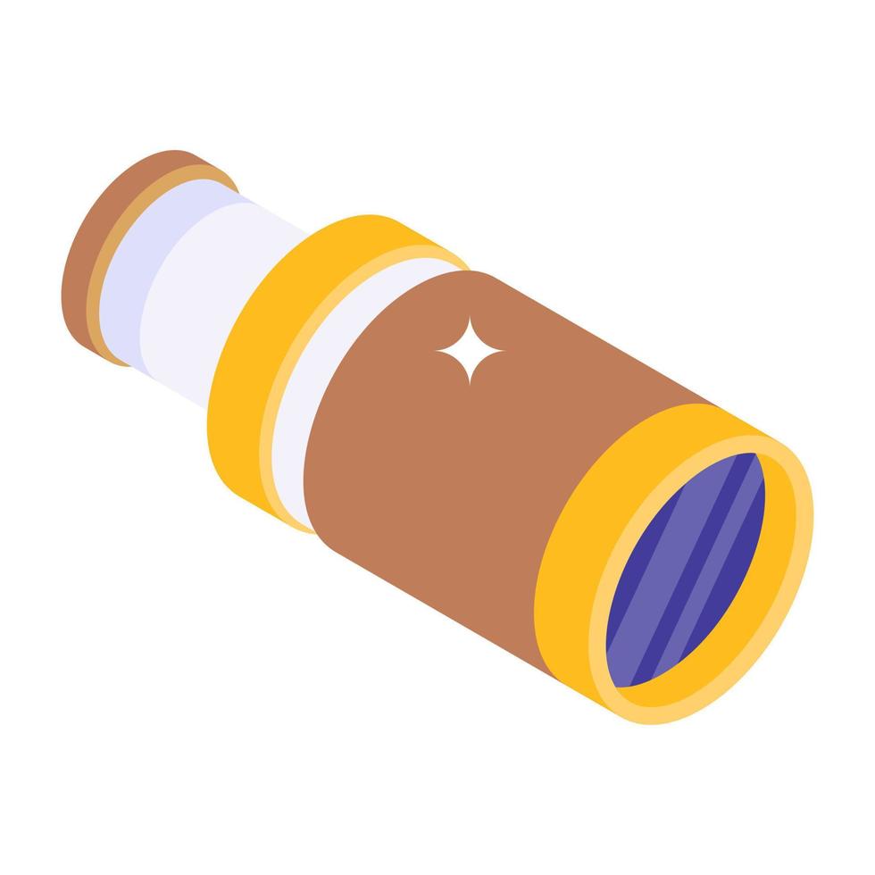 Monocular device used by pirates in isometric icon vector