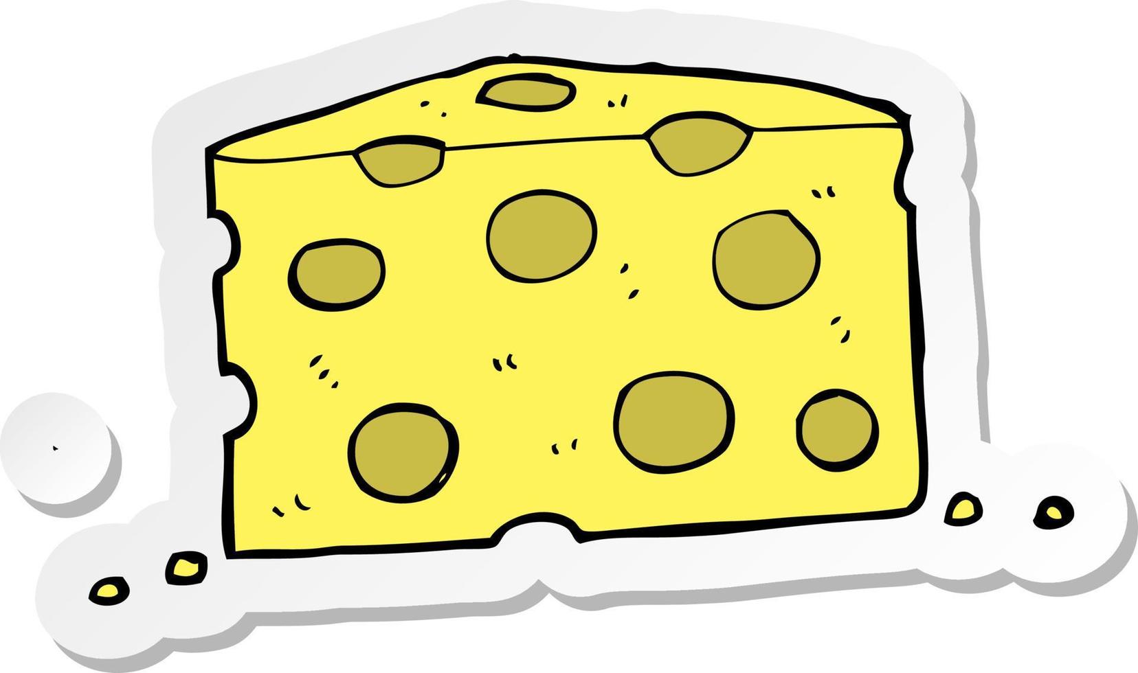 sticker of a cartoon cheese vector