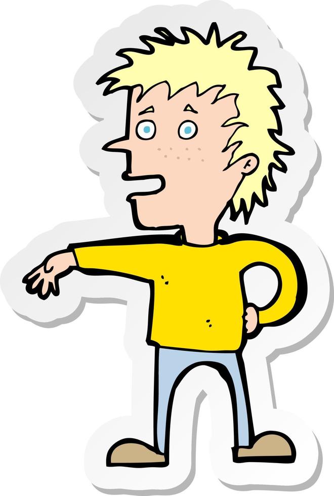 sticker of a cartoon man making dismissive gesture vector