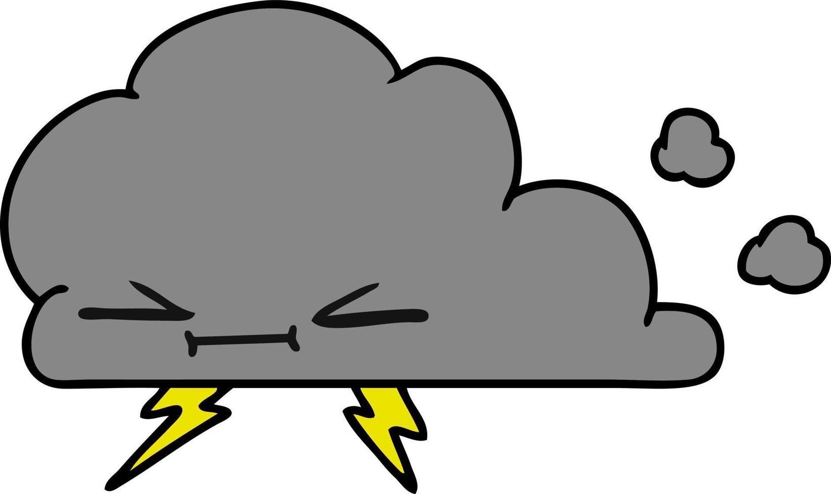 cartoon of a grumpy lightening cloud vector