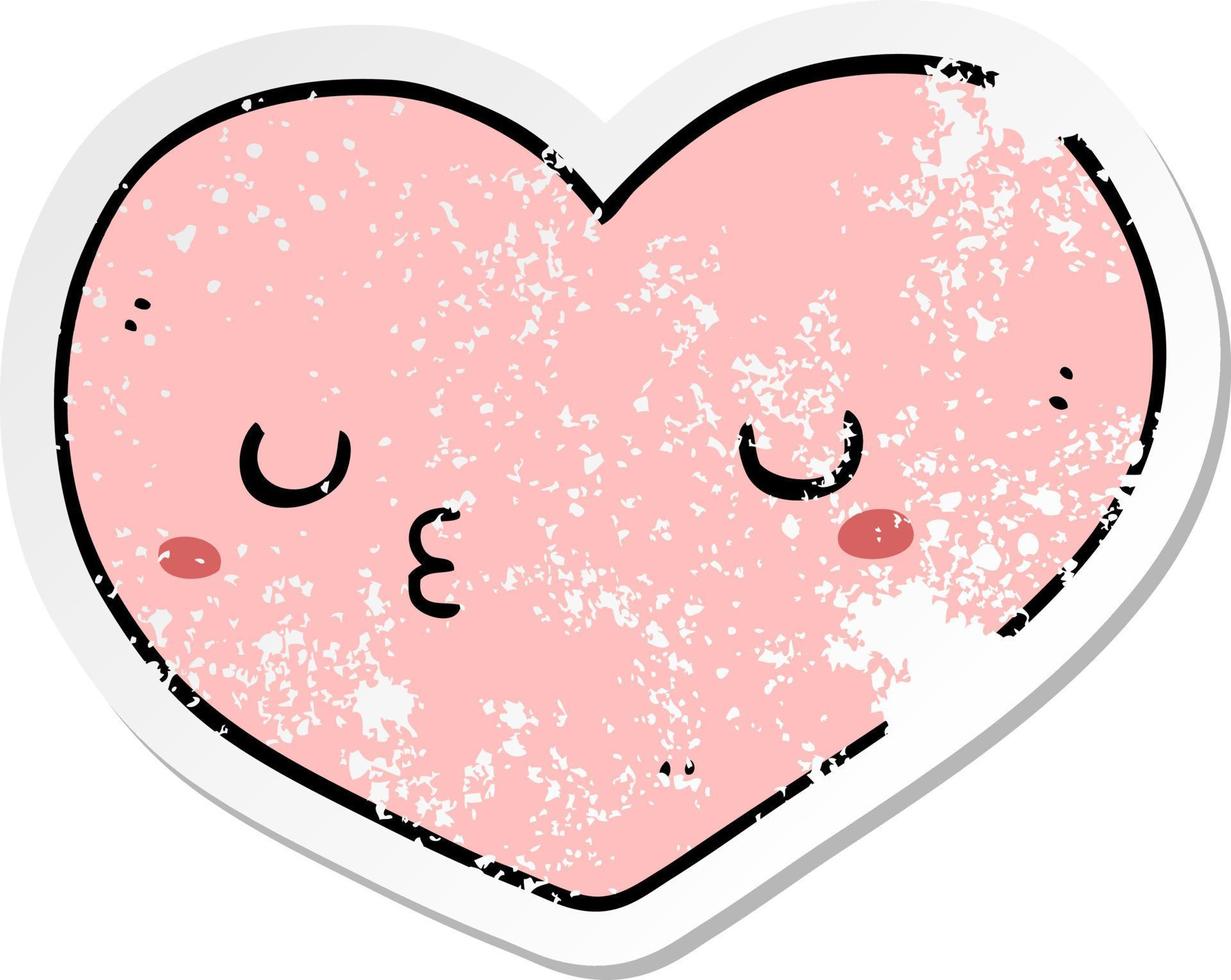 distressed sticker of a cartoon love heart vector