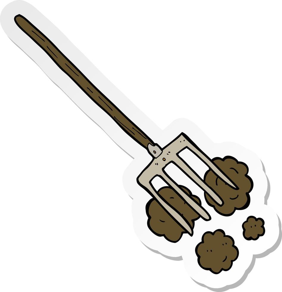 sticker of a cartoon pitch fork vector