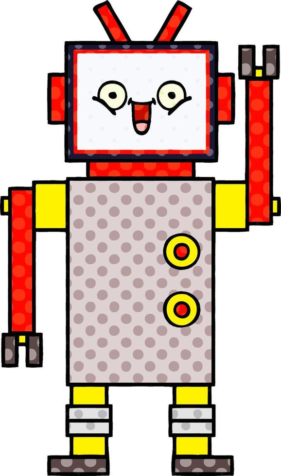 comic book style cartoon happy robot vector