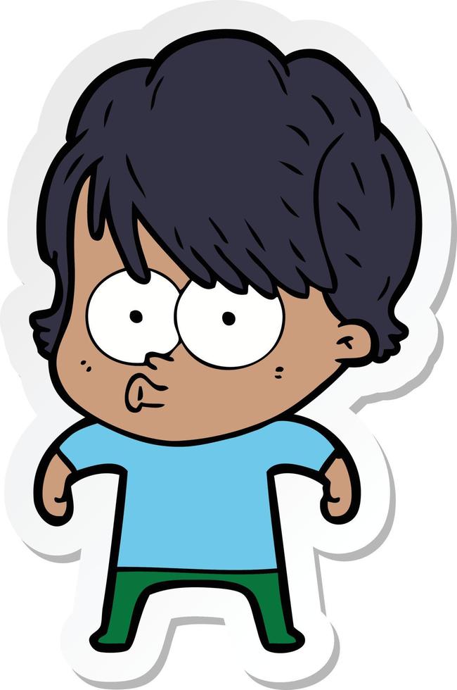 sticker of a cartoon woman vector