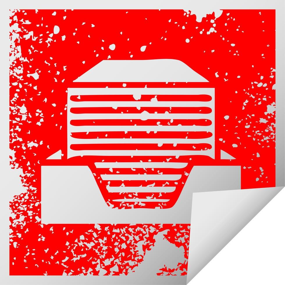 símbolo de pegatina de peeling cuadrado angustiado pila de papeles de oficina vector