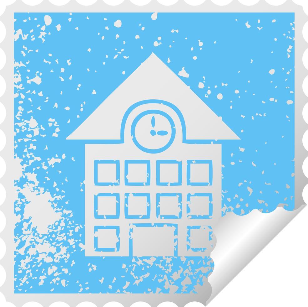 distressed square peeling sticker symbol town house vector