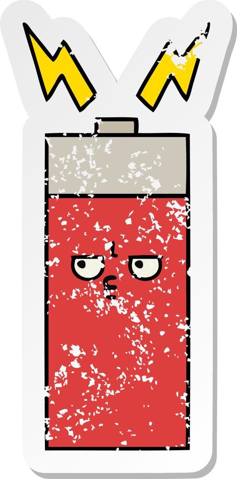 distressed sticker of a cute cartoon battery vector