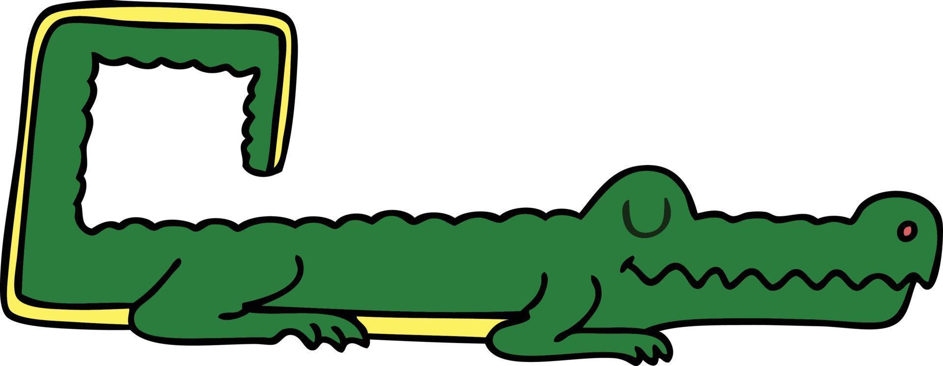 quirky hand drawn cartoon crocodile vector