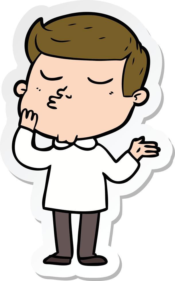 sticker of a cartoon model guy pouting vector