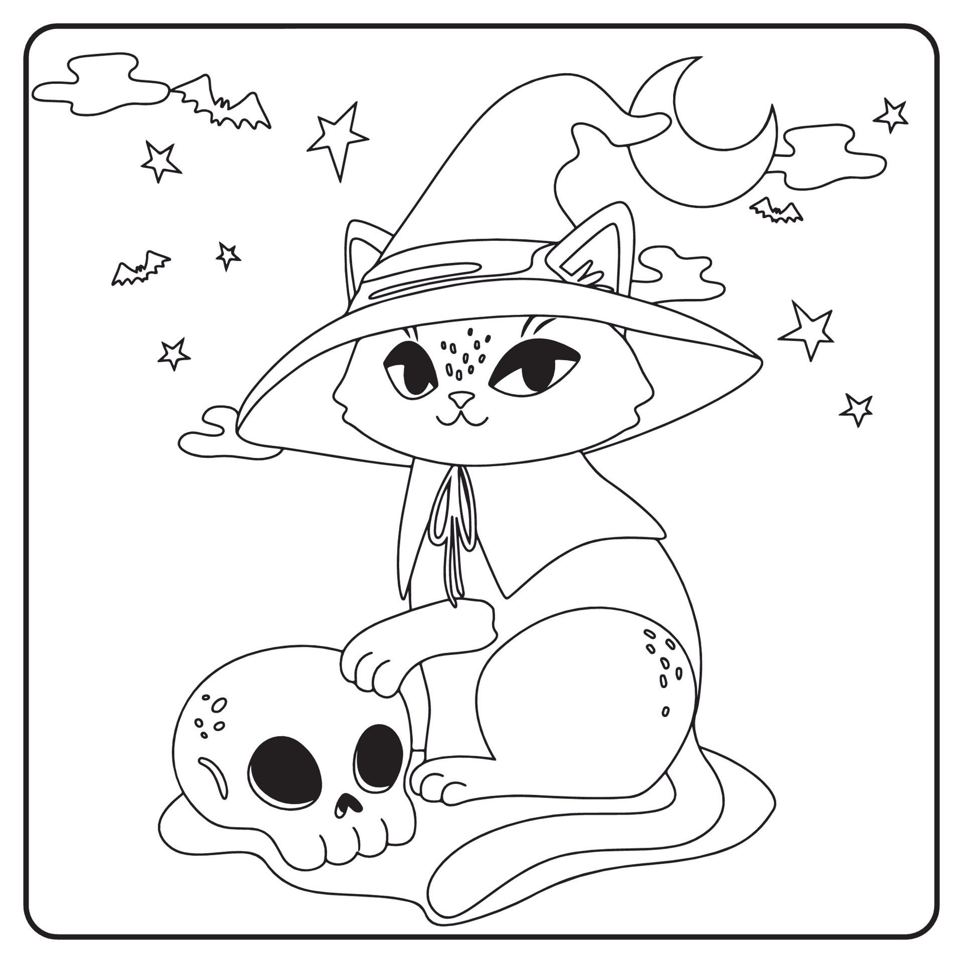 Halloween Cat Coloring Pages For Kids 8446170 Vector Art At Vecteezy Halloween Cat Coloring Pages For Kids 8446170 Vector Art At Vecteezy