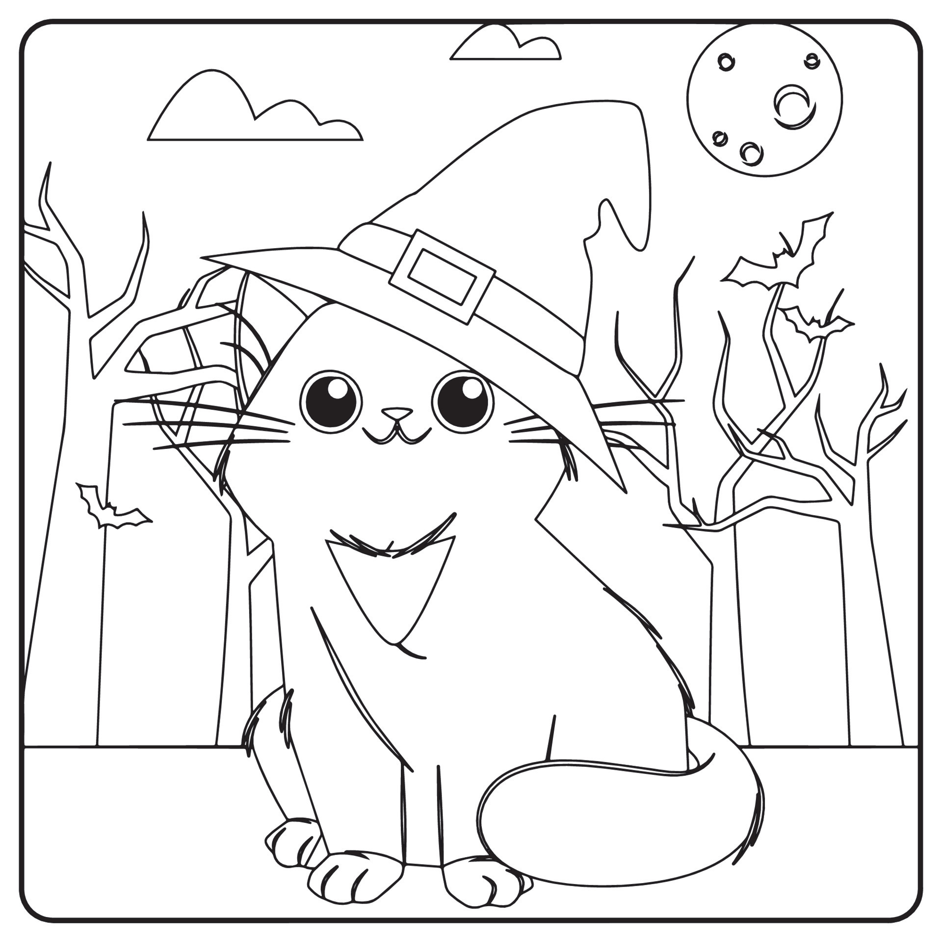 Halloween Cat Coloring Pages For Kids 8446180 Vector Art at Vecteezy