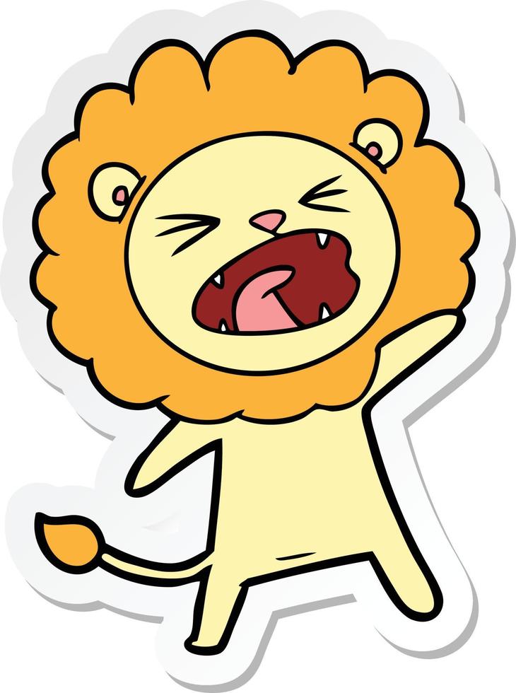 sticker of a cartoon lion vector