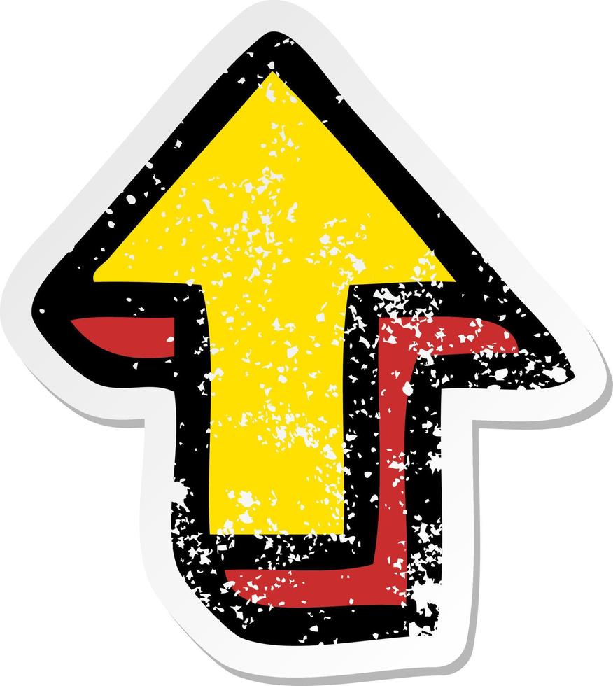 distressed sticker of a cute cartoon directional arrow vector