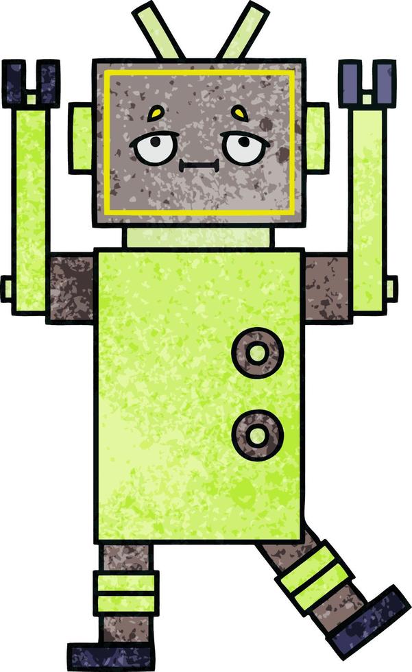 robot de dibujos animados de textura grunge retro vector