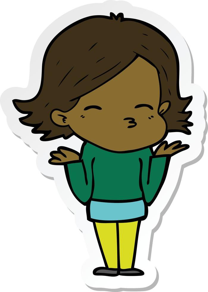 sticker of a cartoon confused woman vector