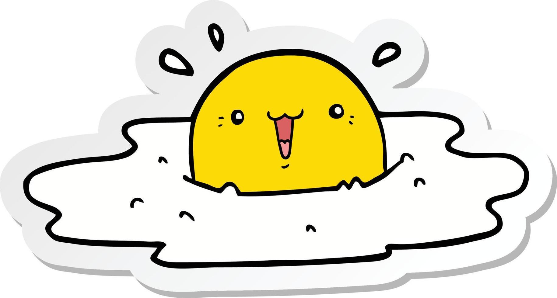sticker of a cute cartoon fried egg vector