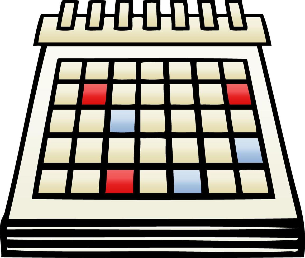 gradient shaded cartoon work calendar vector