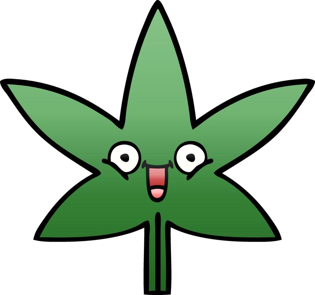 gradient shaded cartoon marijuana leaf vector