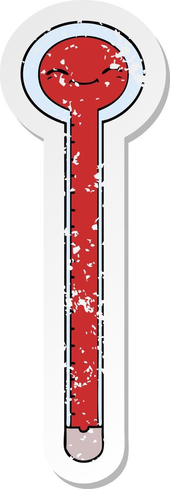 distressed sticker of a cartoon thermometer vector