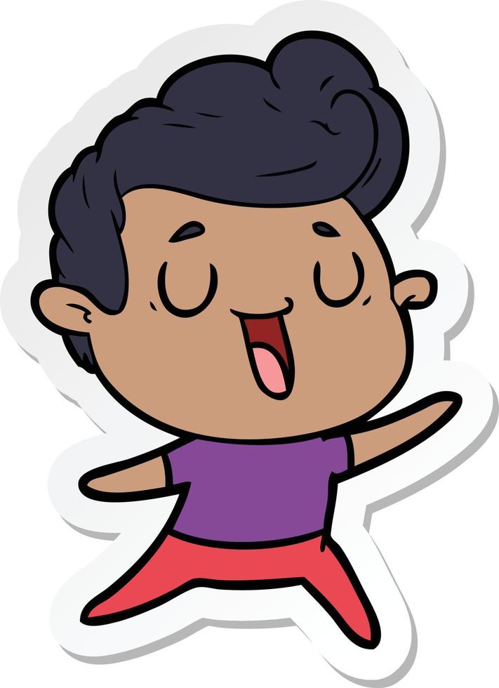 sticker of a happy cartoon man vector