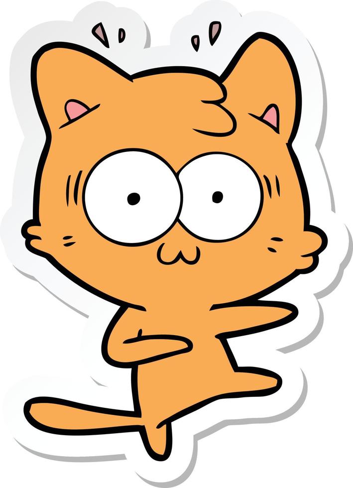 sticker of a cartoon surprised cat vector