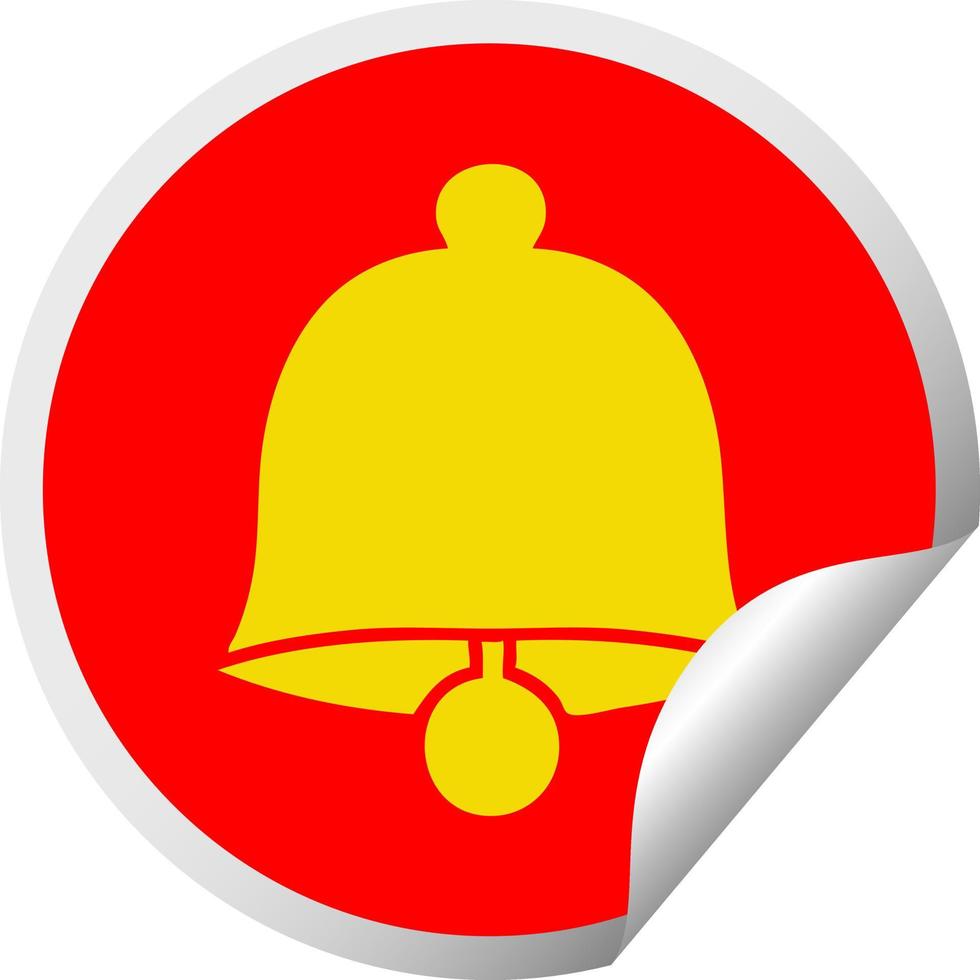 circular peeling sticker cartoon brass bell vector