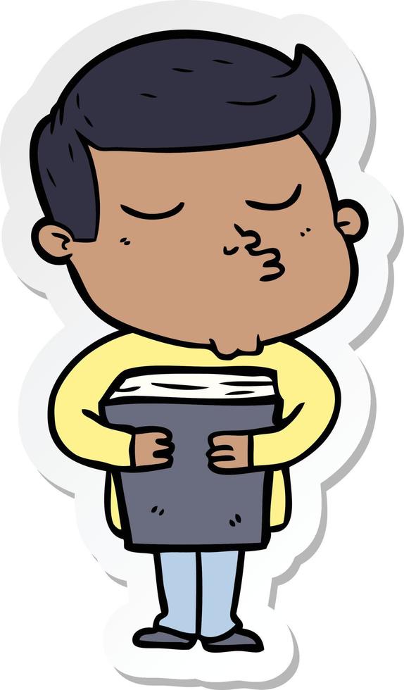 sticker of a cartoon model guy pouting vector