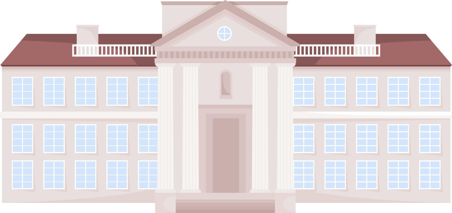 Classic municipal building semi flat color vector object