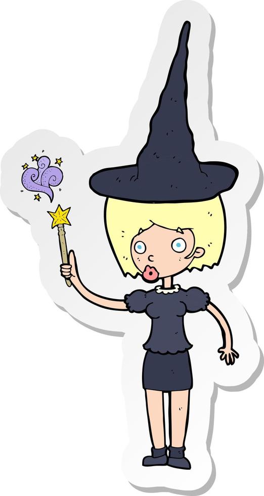 pegatina de una bruja de halloween de dibujos animados vector