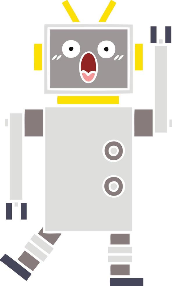 flat color retro cartoon robot vector