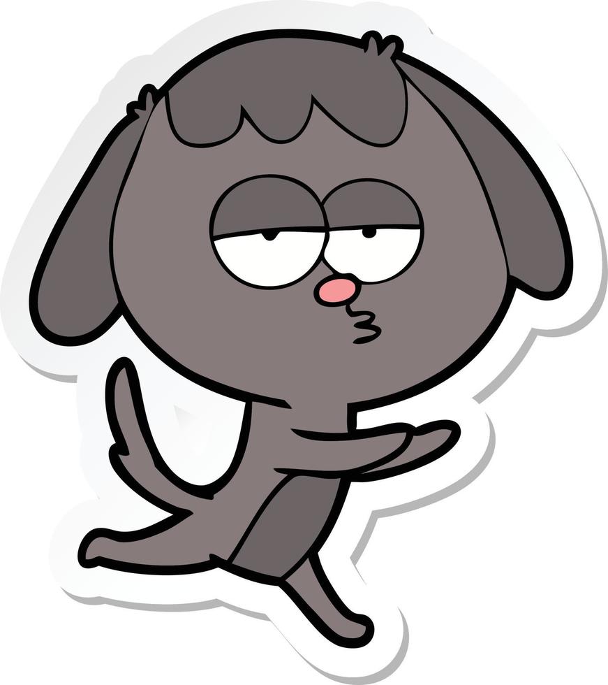 sticker of a cartoon bored dog running vector