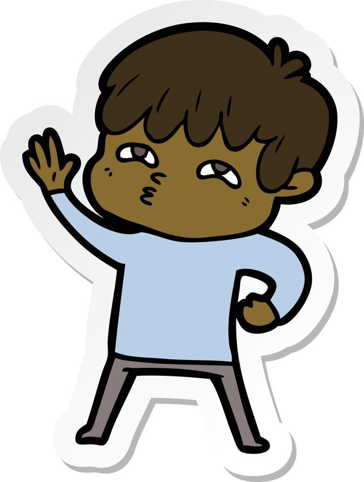 sticker of a cartoon curious man vector
