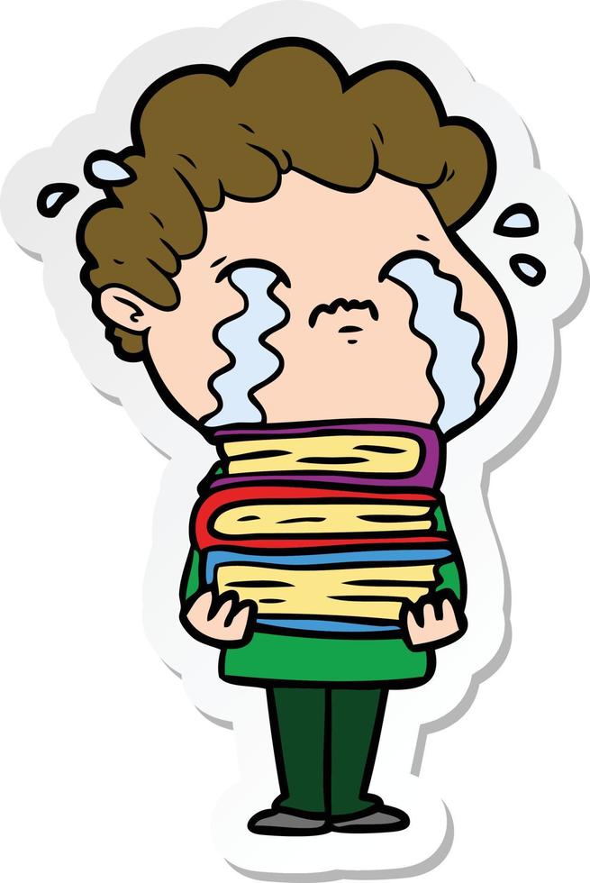 sticker of a cartoon man crying vector