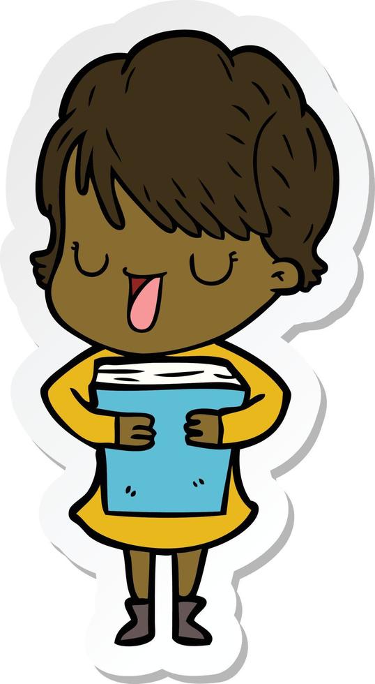 sticker of a cartoon woman talking vector