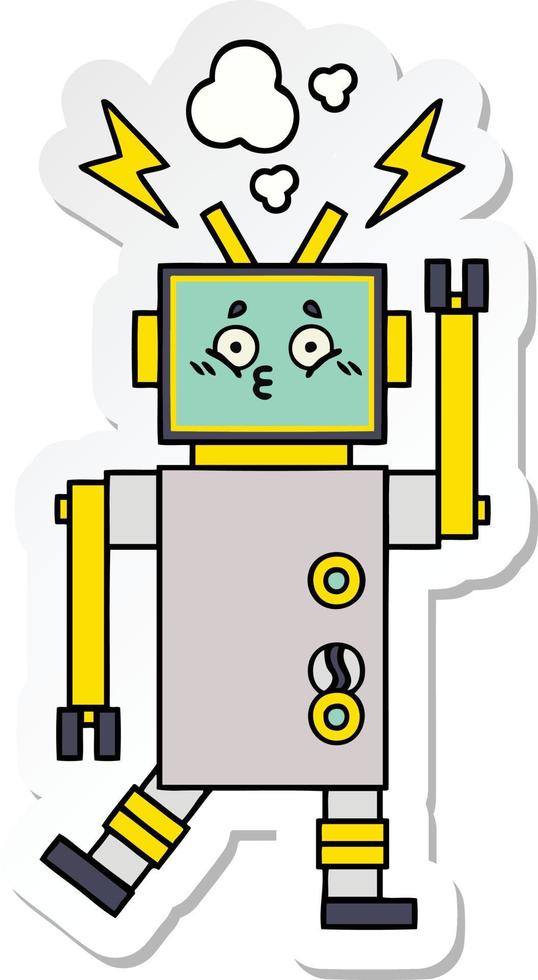 sticker of a cute cartoon robot vector