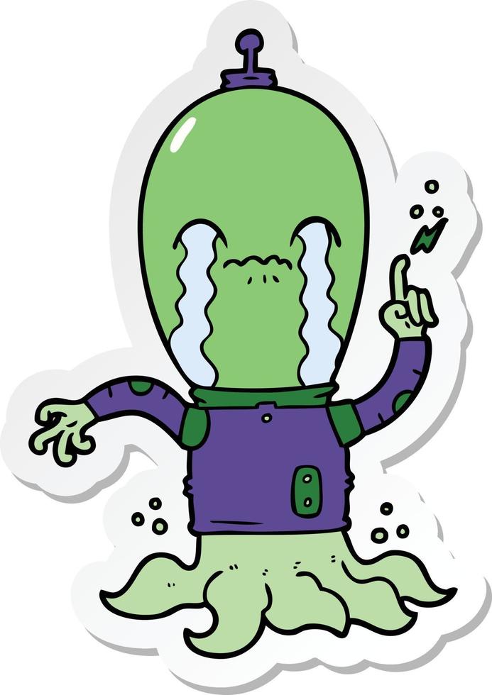 sticker of a cartoon alien vector