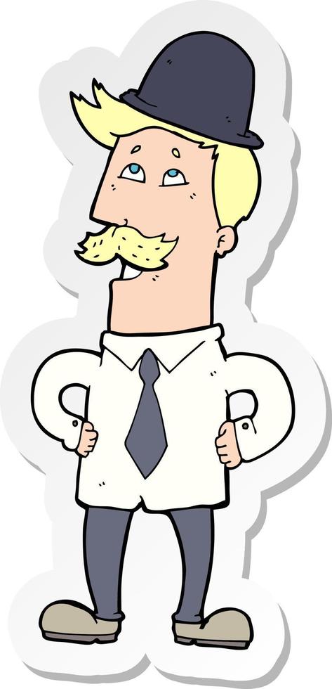 sticker of a cartoon man with mustache vector