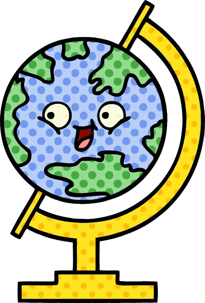 comic book style cartoon globe of the world vector