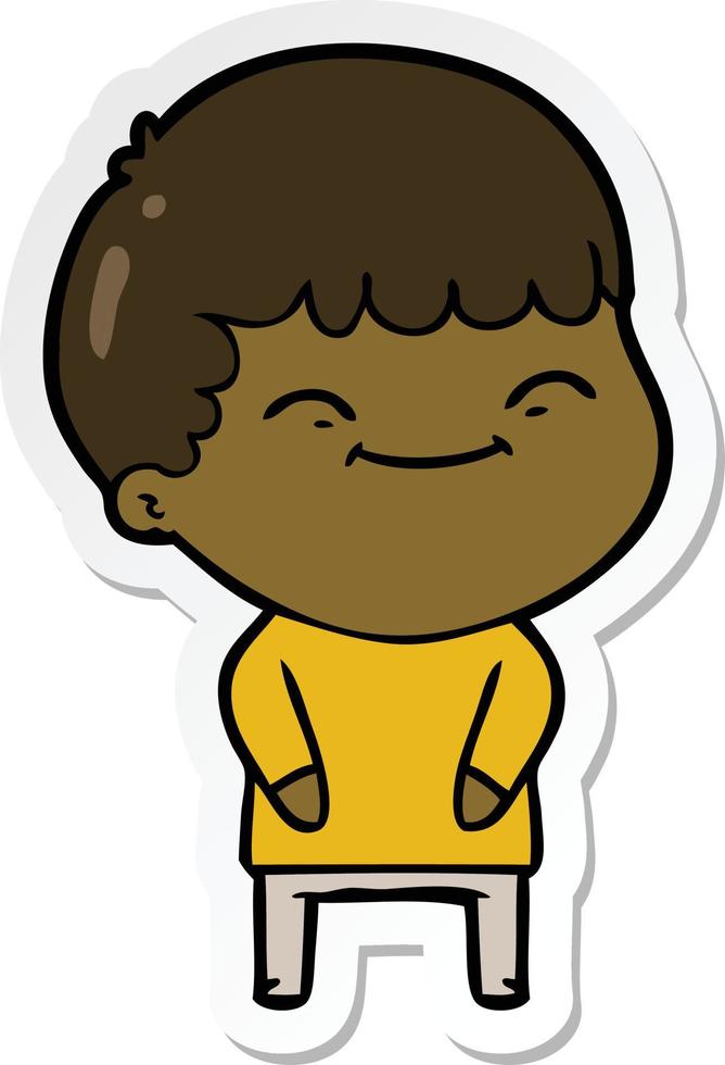 sticker of a cartoon happy boy vector