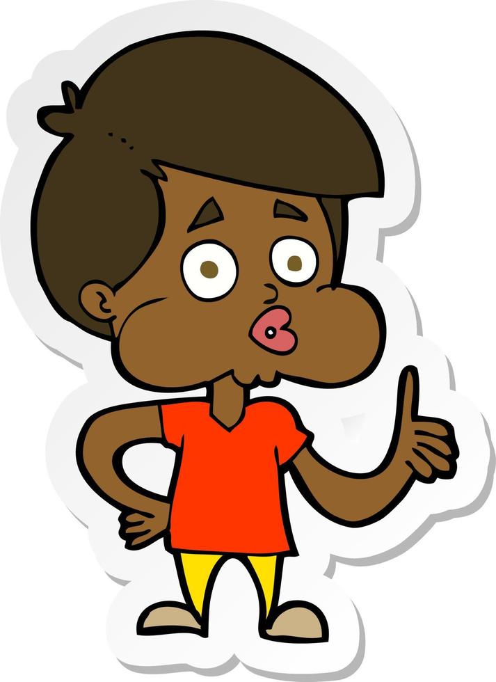 sticker of a cartoon boy giving thumbs up vector