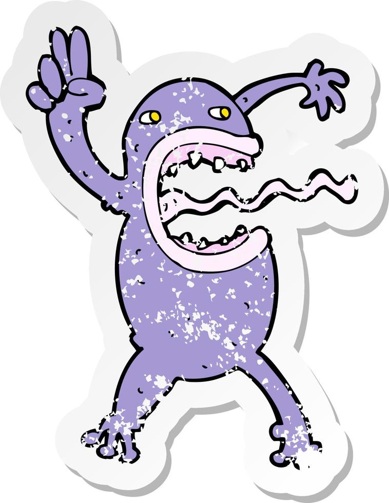 retro distressed sticker of a cartoon crazy frog vector