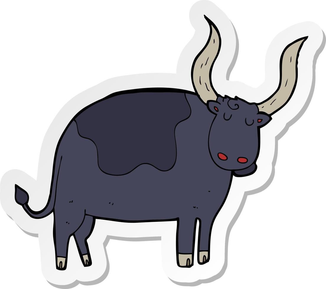 sticker of a cartoon ox vector