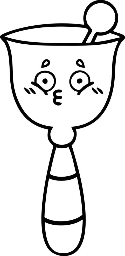 line drawing cartoon school bell vector