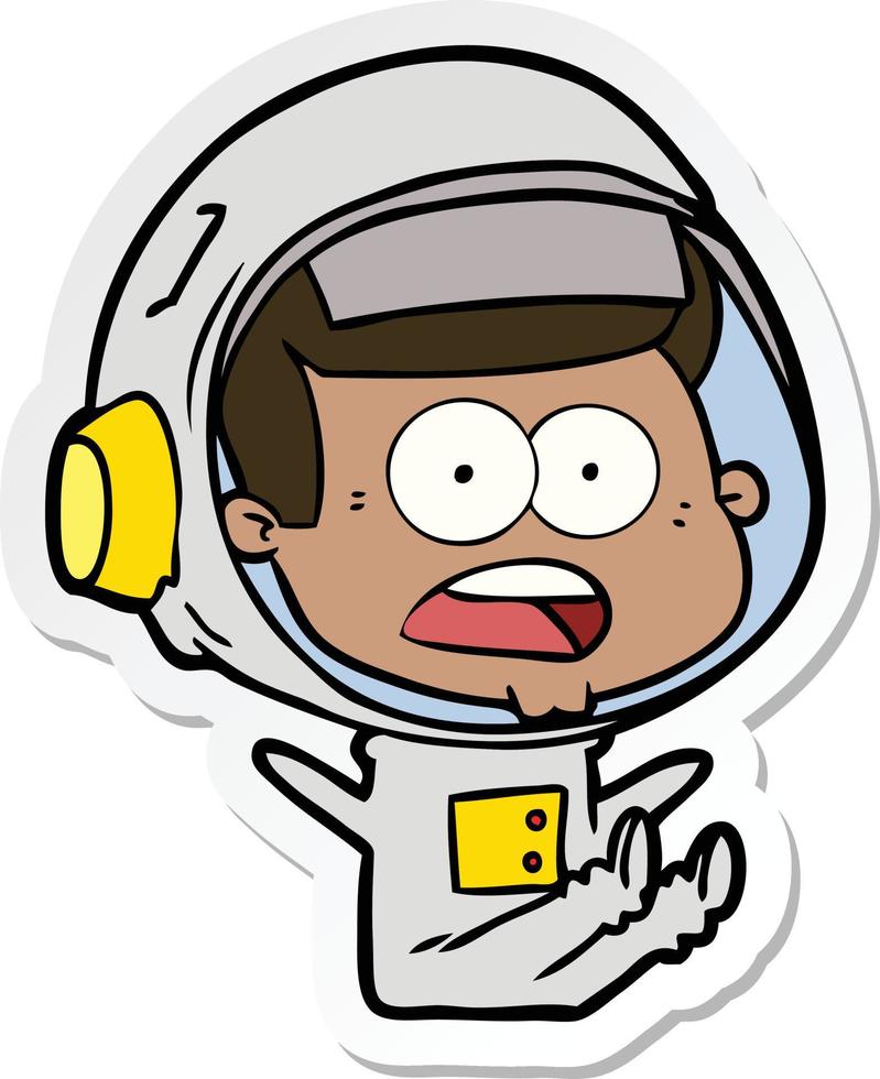 sticker of a cartoon surprised astronaut vector