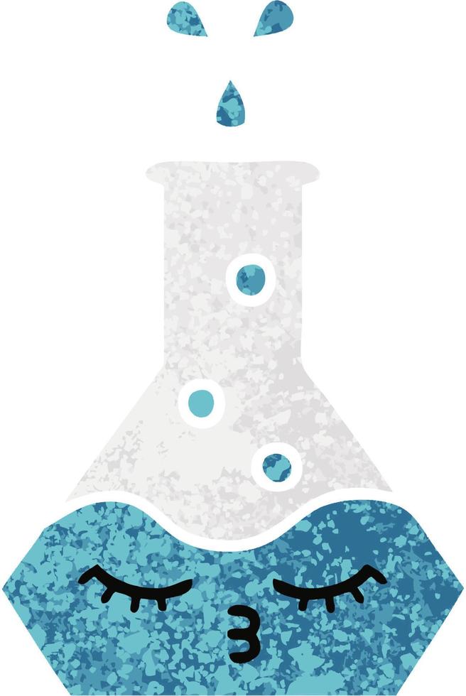 retro illustration style cartoon science beaker vector