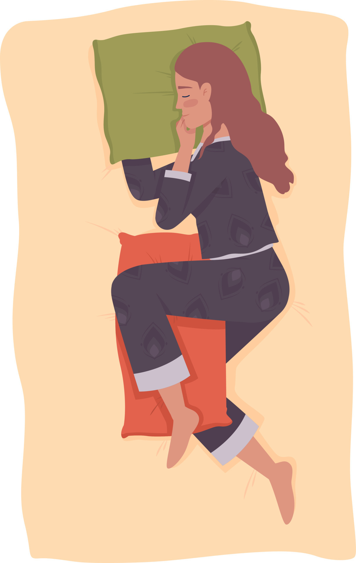 Sleeping with pillow between legs 2D vector isolated illustration 8447041 Vector Art at Vecteezy